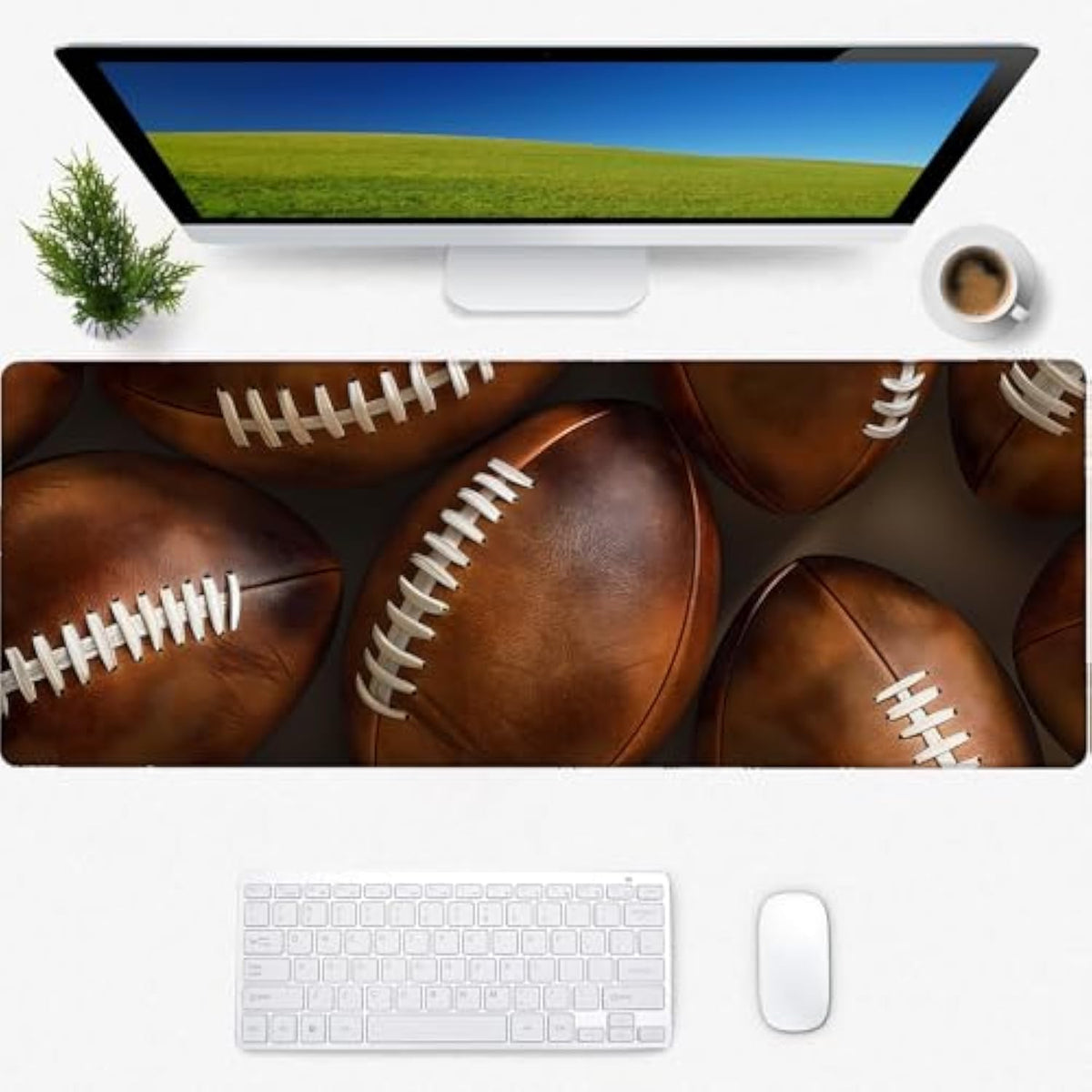 Football Gaming Mouse Pad, Desk Mat, Non-Slip Rubber Base Cool Aesthetic Mousepads For Computer Laptop Keyboard Office School Home Desktop Decor 31.5" X 11.8"