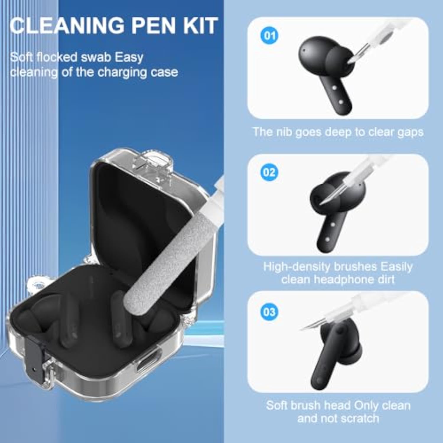 Transparent TPU Protective Case for CMF Buds 2, CMF Buds 2 Plus, CMF Buds Pro 2 with Carabiner and Cleaning Pen Kit