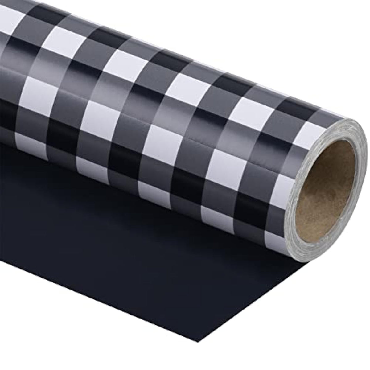 30 Inch Reversible Wrapping Paper Roll - Black And White Plaid Design For Birthday, Holiday, Wedding, Baby Shower And More Occasions - 30 Inch X 33 Feet