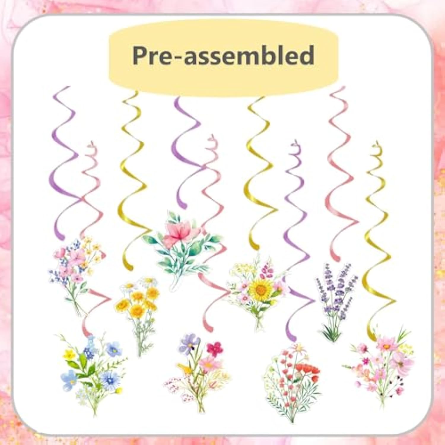 Wildflower Retirement Decor for Women with Gold Banner & Floral Swirls