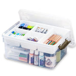 17 Quart Plastic Storage Box With Removable Tray Caddy Clear Art Supply Craft Organizers Playroom Container Organizer With Lid For Bead Crayon Tool Sewing Playdoh