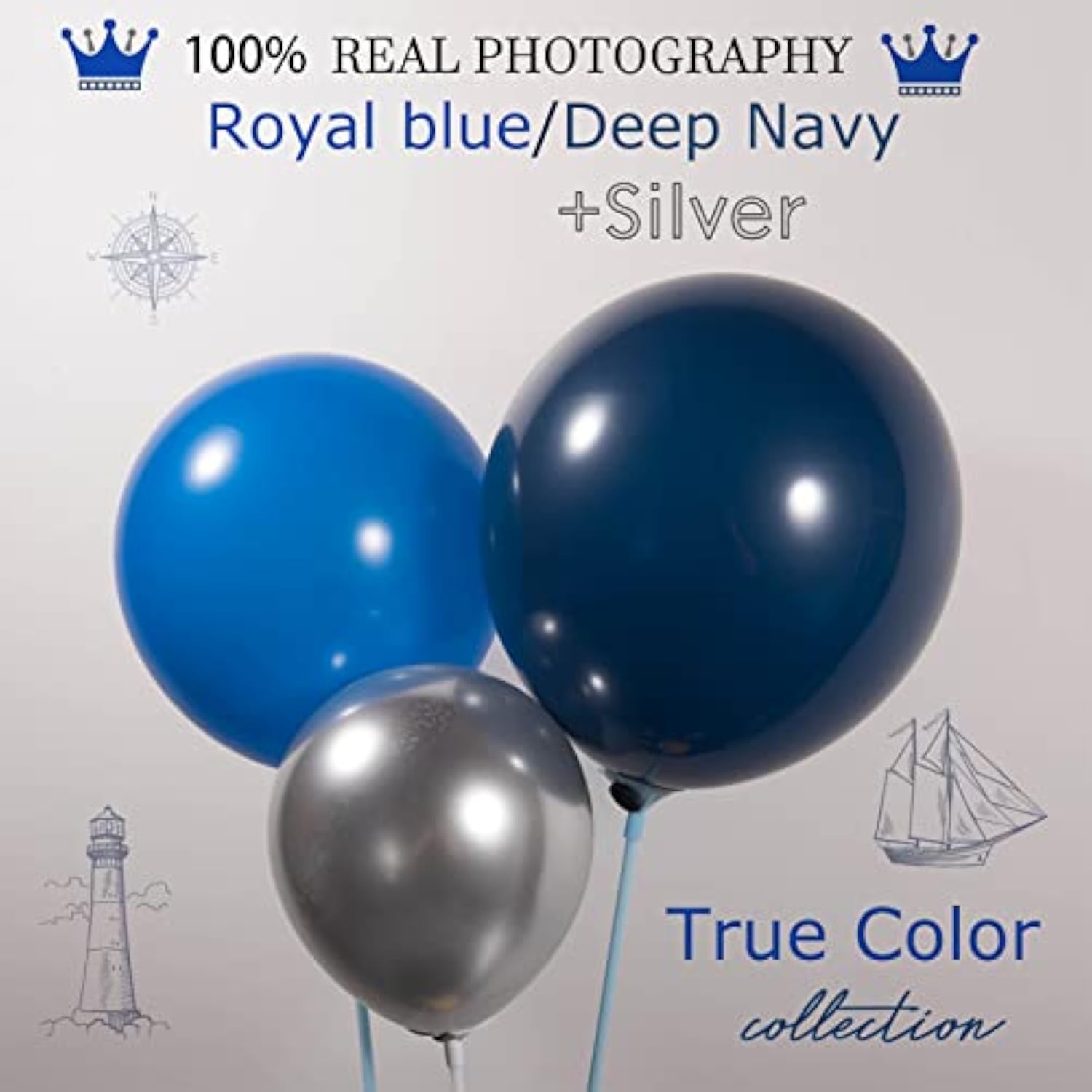 Navy Royal Blue Silver Balloon Garland Kit 160 Pcs Dark Blue Balloons Arch For Graduations Class Of 2025 Prom Party Birthday Decorations 50Th Men Bithday Supplies