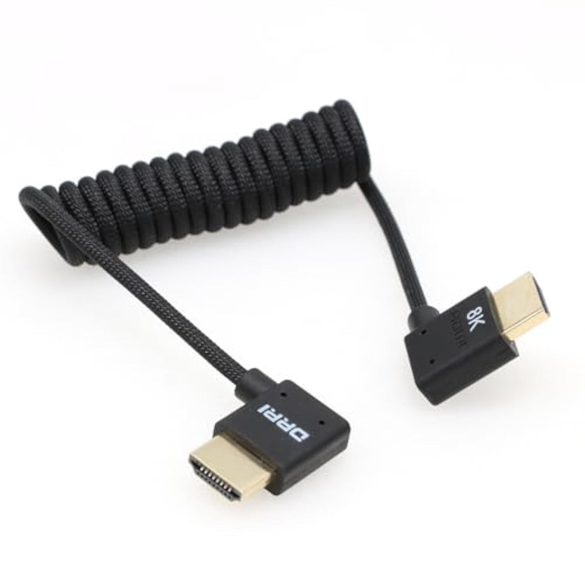 8K Left Angle Hdmi To Right Angle Hdmi 2.1 Ultra High-Speed Braided Coiled Cab