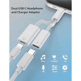 2-In-1 Usb C To Lightning Headphone Adapter & Type C Fast Charging Cable For Iphone 17 16 15 Pro Max Ipad 10 Usb-C To Lightning Earphone Jack Audio Dongle Conventer & Charger Splitter For Ipad Macbook