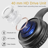Sn-A2 Headphones Wireless Bluetooth With Mic,Lightweight On Ear Headphone, Bluetooth 5.3, 20H+ Playtime,Portable Wired And Wireless Headphones For School, Travel, Gym - Beige