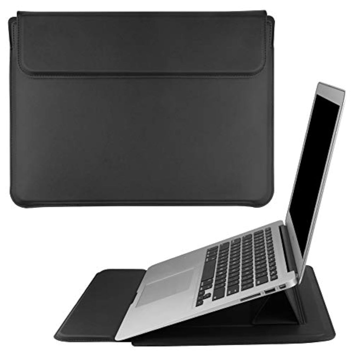 14 Inch Laptop Sleeve Case Pu Leather Case Compatible With New Macbook Pro 14 2021/ Huawei Matebook 14 2021/ Hp Chromebook 14'' / Dell Latitude 14/13.5'' Surface Laptop 3, Sleeve Pouch Black