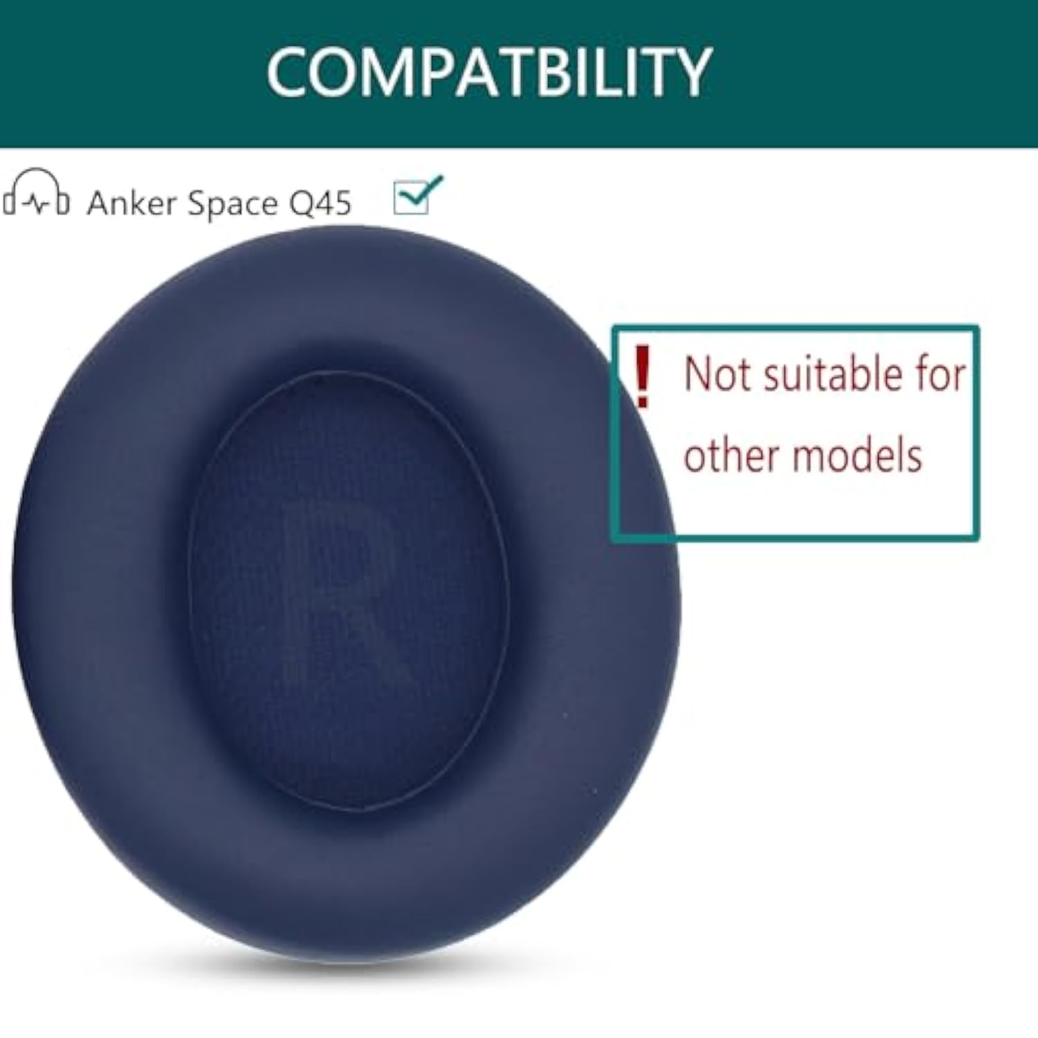 Replacement Ear Pads, Compatible With Anker Space Q45 Headphones, New Soft Protein Leather Combined With High-Density Memory Foam Foam, 'S Replacement Ear Pads 1 Pair (Blue)