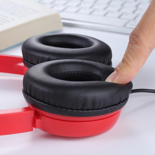 Kids Headphones Bulk 2 Pack for Classroom School, 3.5mm Pulg, Lightweight, Sturdy Wired Headsets for Students and Adults (Red & Blue)