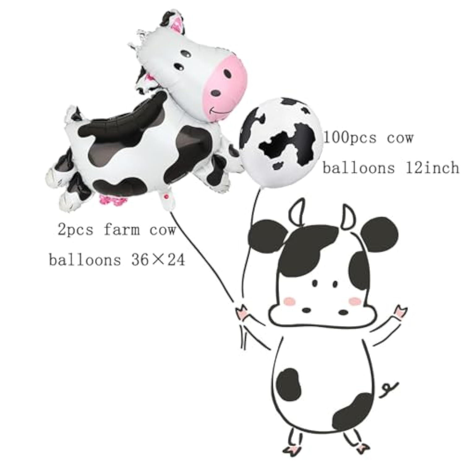 100 Pcs Cow Print Balloons, 2 Pcs Big Cow Balloons 12 Inch Cow Balloon Children'S Party Cowboy Theme Birthday Party Girl'S First Birthday Granary Farm Animal Theme Party Decorative Supplies