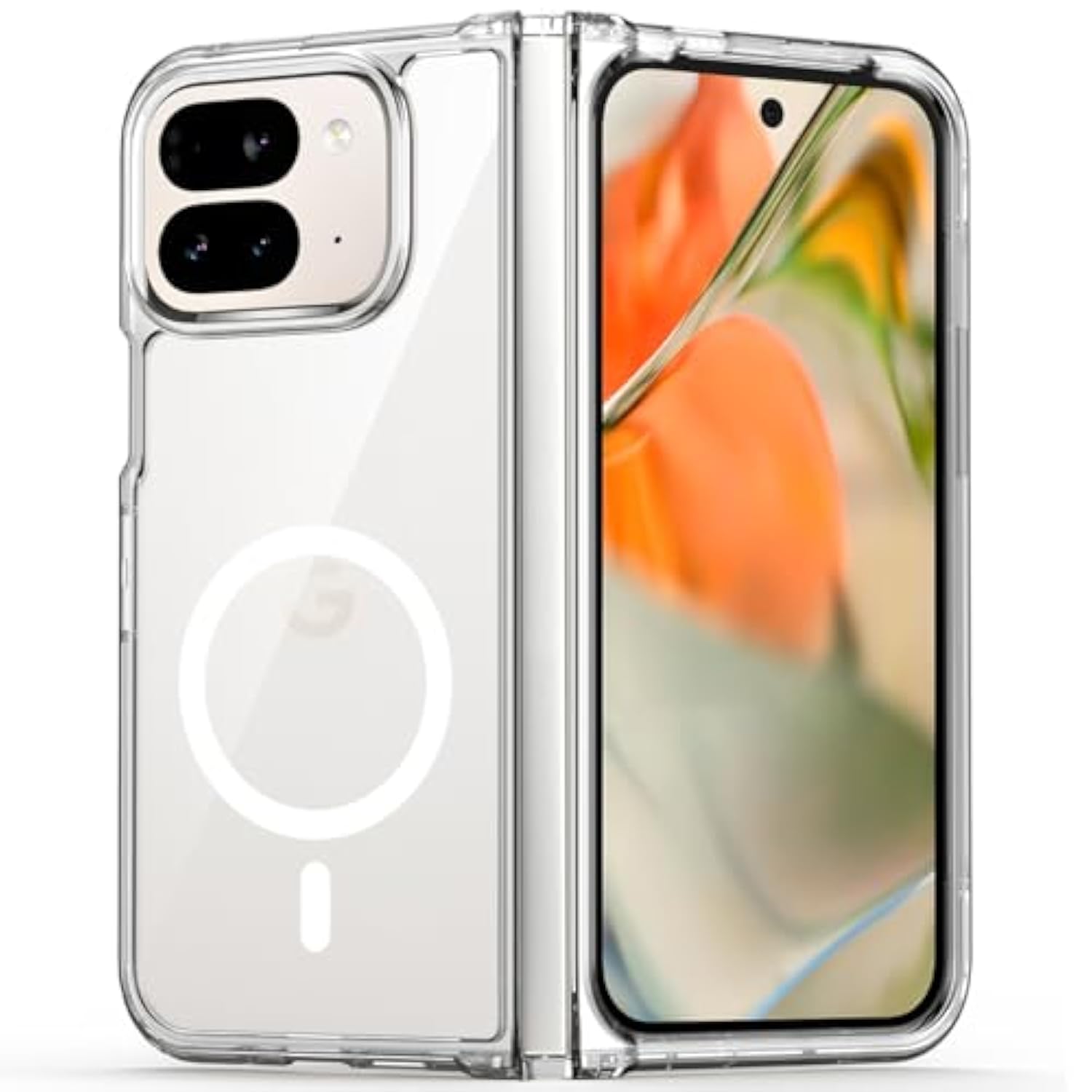 Magnetic Case For Google Pixel 9 Pro Fold, Transparent And Yellow Resistant,Compatible With Magsafe,Slim Fit Shockproof Protective Phone Case For Pixel 9 Pro Fold Case (Transparent)