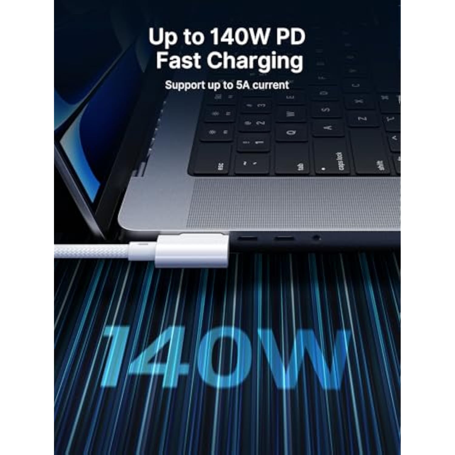 140W Usb-C To Mag Safe 3 Cable 10Ft Right Angle, Macbook Charging Cord Compati