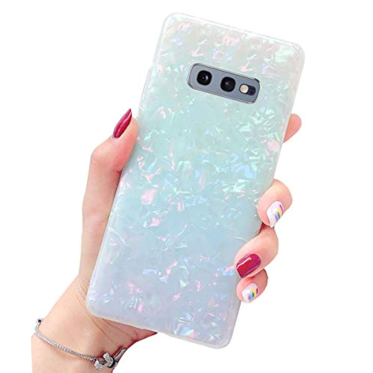 Galaxy S10E Luxury Sparkle Glitter Pattern Slim Clear Tpu Silicone Protective Phone Case - Colorful