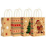24 Pcs Small Christmas Gift Bags With Handles, 4 Designs Xmas Kraft Paper Bags For Christmas Goody Bag, Party Favors (5.8 X 3.2 X 8.25)