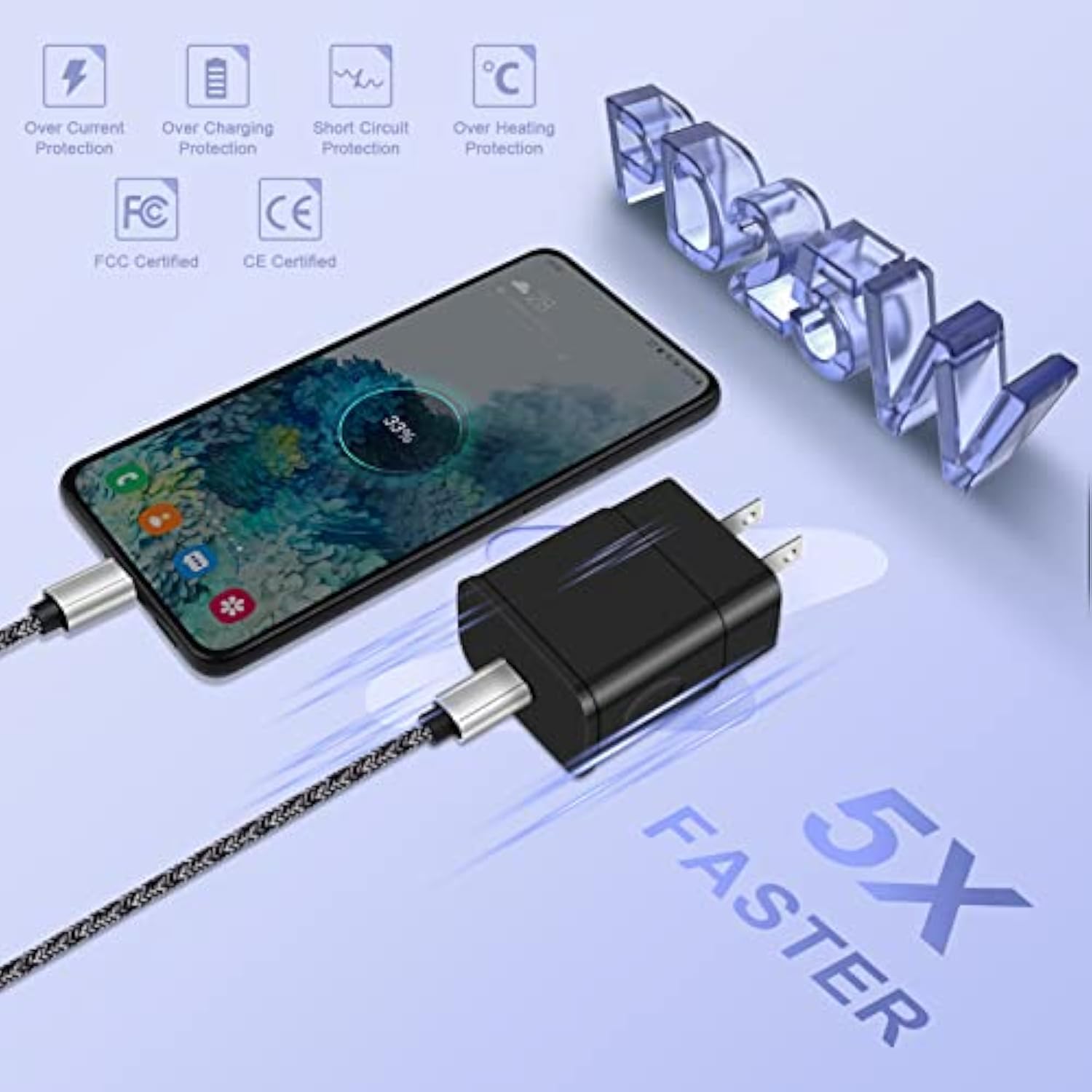 Fast Charger Type C 25W Usb C Charger For Moto Razr 2024, Edge/Edge 60 Stylus/60 Fusion/G24 Power/Moto G Play 2024/G Power 2025/G Stylus/G Pure,Pixel 9A, Phone Charging 6Ft Cable Type C Fast Charging