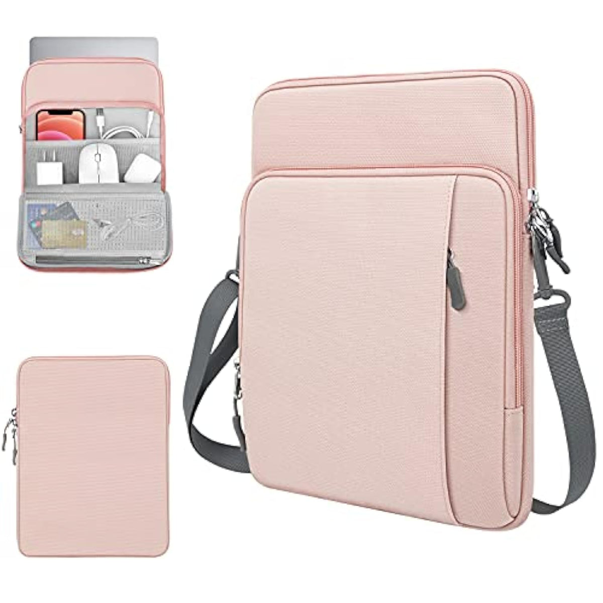 13.3-14 Inch Laptop Sleeve Carrying Bag For Surface Pro 9/8/X, Macbook Air 2022-2018, Macbook Pro M2 14"/13" M2/M1 Pro, Galaxy Tab S9+/S8+,Pink