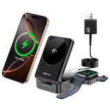 Qi2 3 in 1 Wireless Charger for Apple Devices, Qi2 15W Magnetic Foldable Wireless Fast Charger for iPhone 17/16/15/14/13/12, Apple Watch and AirPods