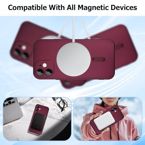 Magnetic Case for iPhone 12 Phone Case for Women/Men, Shockproof Matte Luxury Metallic Luster Design with Full Camera Lens Protector, Compatible with