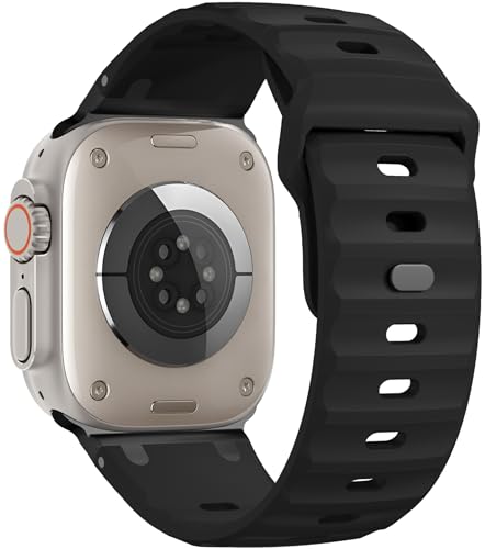 Sport Bands for  Watch Ultra 3 2 1 Band 49mm 46mm 45mm 44mm 42mm Women Men,Rugged Wide Silicone Waterproof Wristbands with Metal Adapter Strap