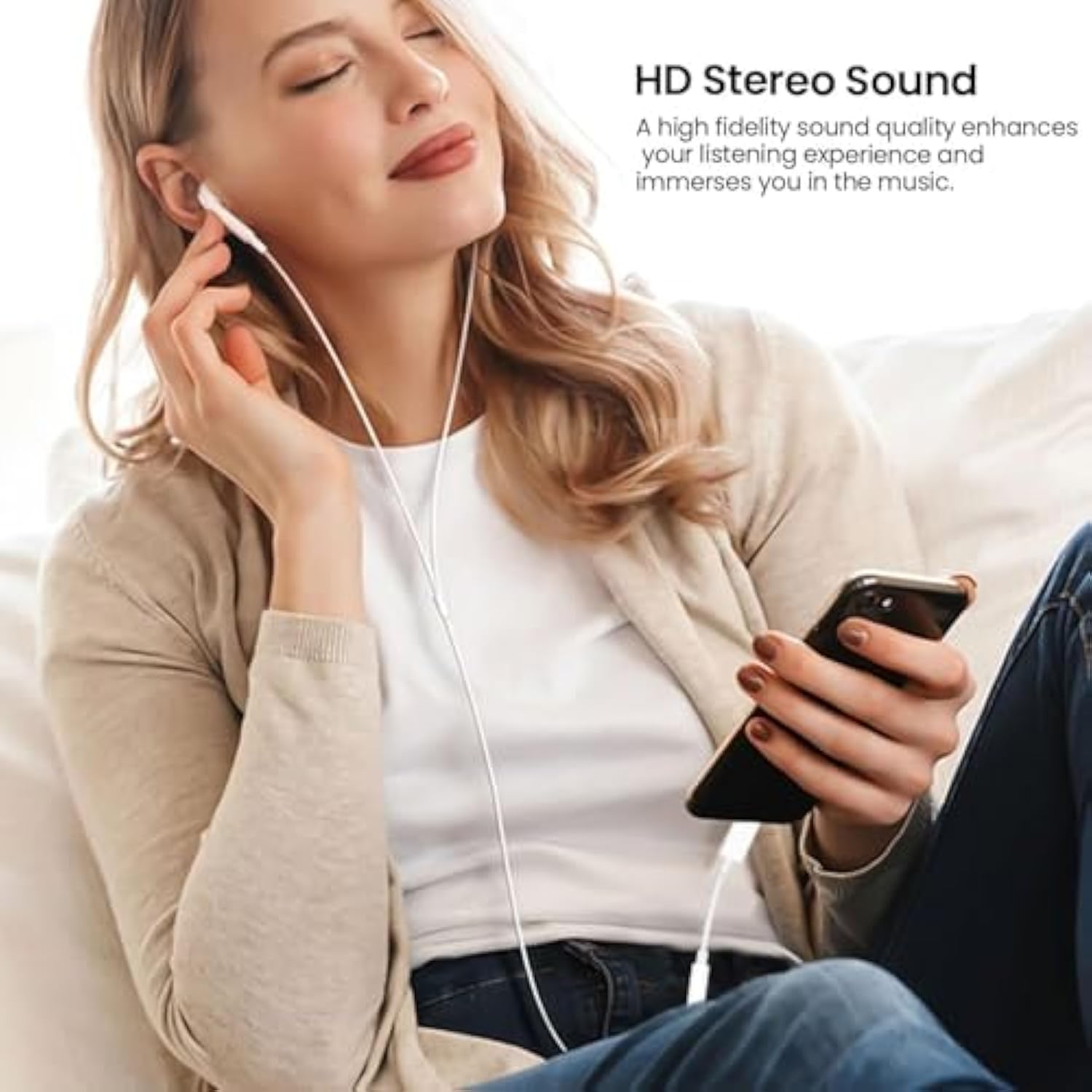 USB C to 3.5mm Adapter for iPhone 15/Pro/Max, Compatible with iPad/Samsung/MacBook