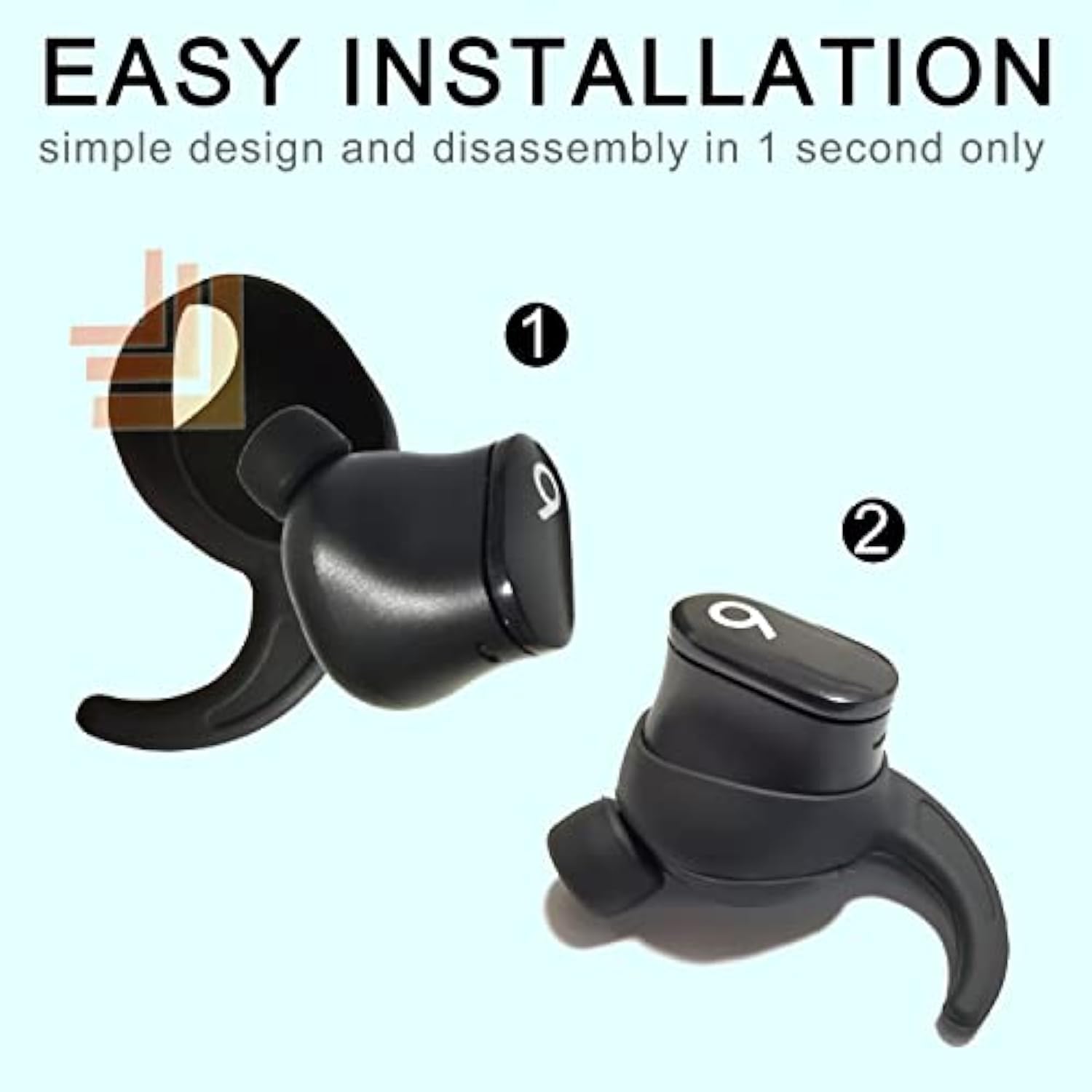 Anti Slip Silicone Ear Hook Tips For Beats Studio Buds Eartips For Beats Earbuds Replacement For Beats Cover Black 2 Pairs