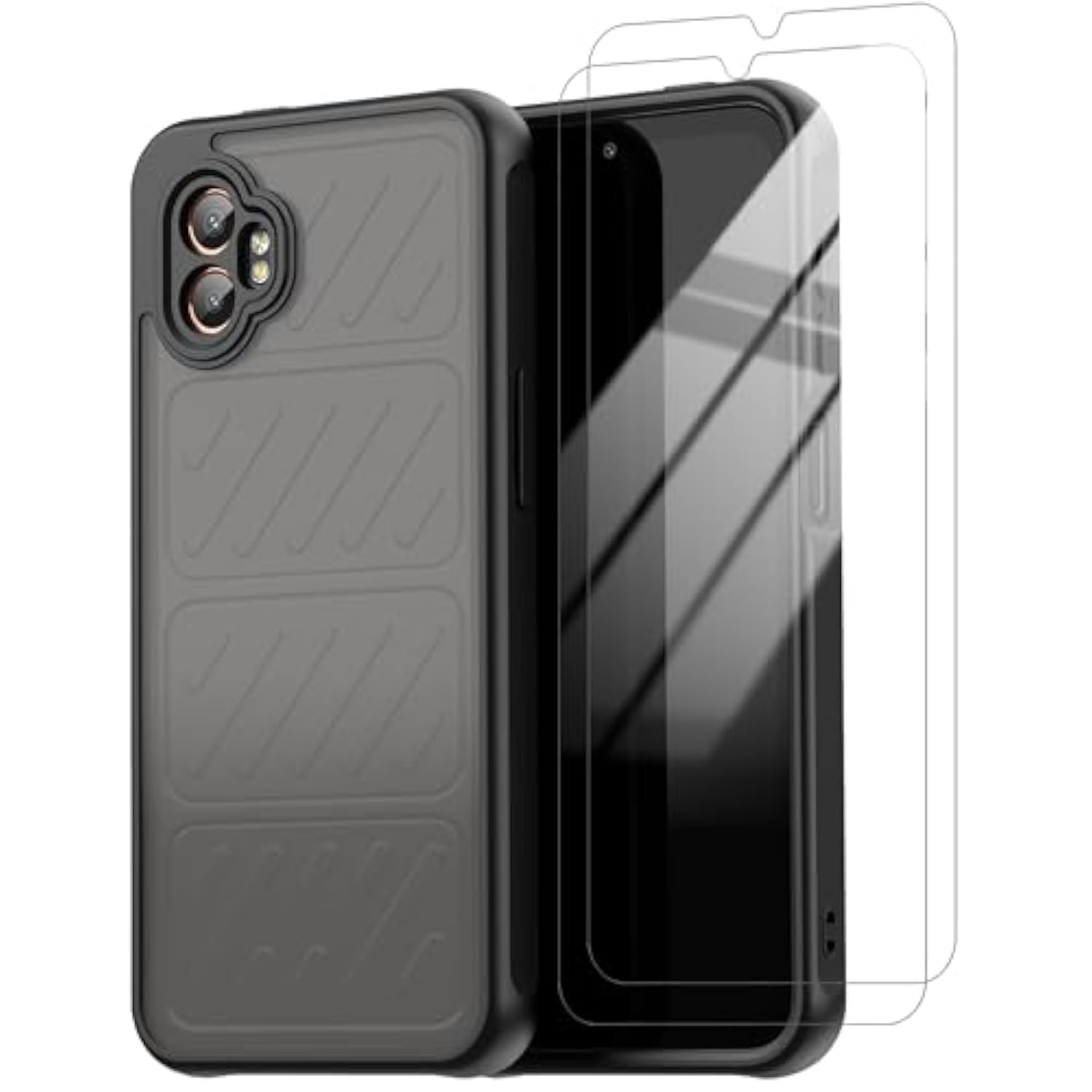 For Samsung Galaxy Xcover 7 Pro Case With Tempered Glass Screen Protector,Slim Translucent Matte Shockproof (Black, Galaxy Xcover 7 Pro)