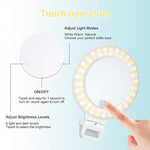 Selfie Ring Light, Clip On Ring Light Touch Control, Rechargeable 800Mah 60 Led Circle Light With 3 Light Modes For Iphone/Android Smart Phone Laptop Photography, Camera Video Recording, Vlog, Tiktok