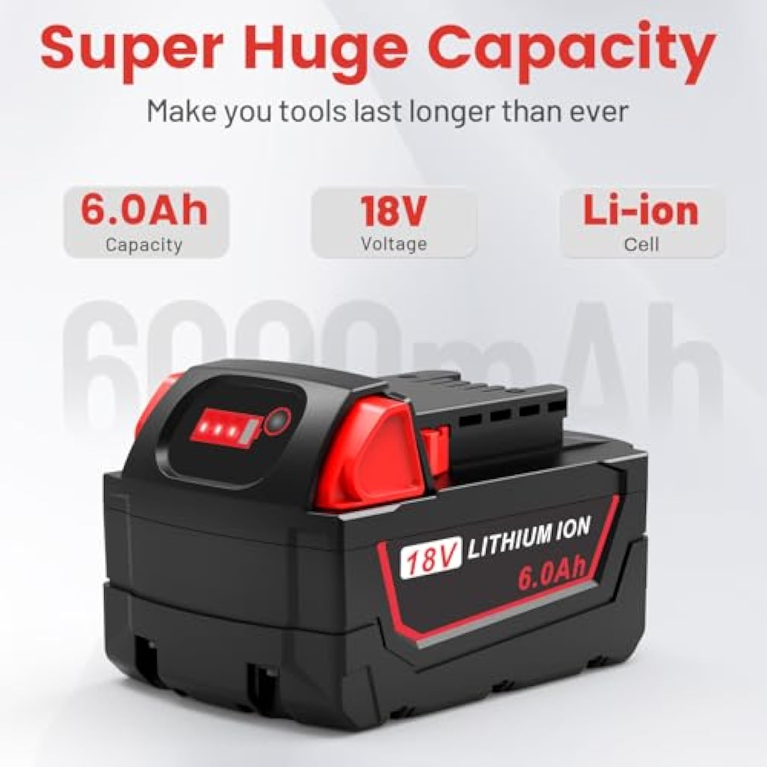 2Pack 6.0Ah 12V Battery Replacement For Milwaukee M12 Battery,48-11-2410 48-11-2420 48-11-2411 48-11-2401 48-11-2402 48-11-2440 48-11-2460 Cordless Toolsâ…