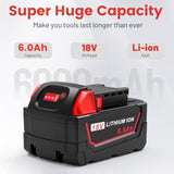 2Pack 6.0Ah 12V Battery Replacement For Milwaukee M12 Battery,48-11-2410 48-11-2420 48-11-2411 48-11-2401 48-11-2402 48-11-2440 48-11-2460 Cordless Toolsâ…
