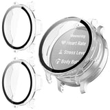2 Pack for Garmin Lily 2 Active Screen Protector Case, Hard PC Bumper Full Coverage Protective Accessories Built-in Tempered Glass Film