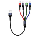 2Pack Multi Charging Cable Multiple Charger Cord Nylon Braided Short 1Ft 4 In