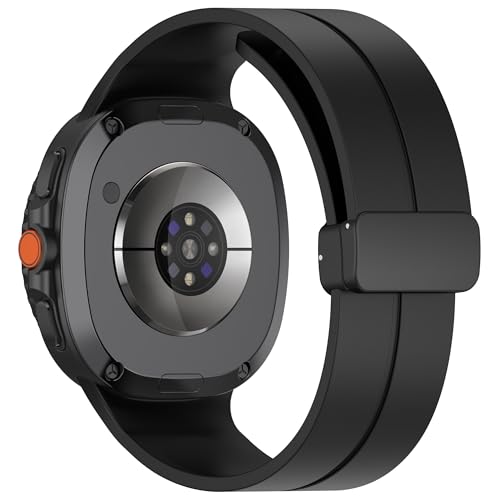 Sport Band Compatible with  Galaxy Watch 8 40mm/44mm/Classic 46mm 2025, Soft Silicone Strap with Magnetic Buckle for Men Women (Black)