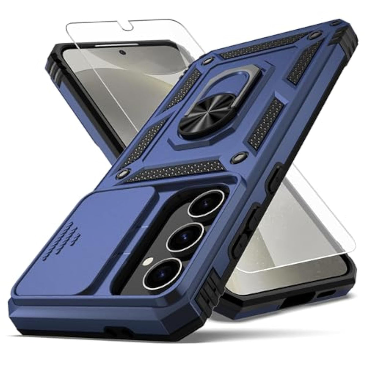 Samsung Galaxy S24 FE Case with Camera Cover HD Screen Protector Blue