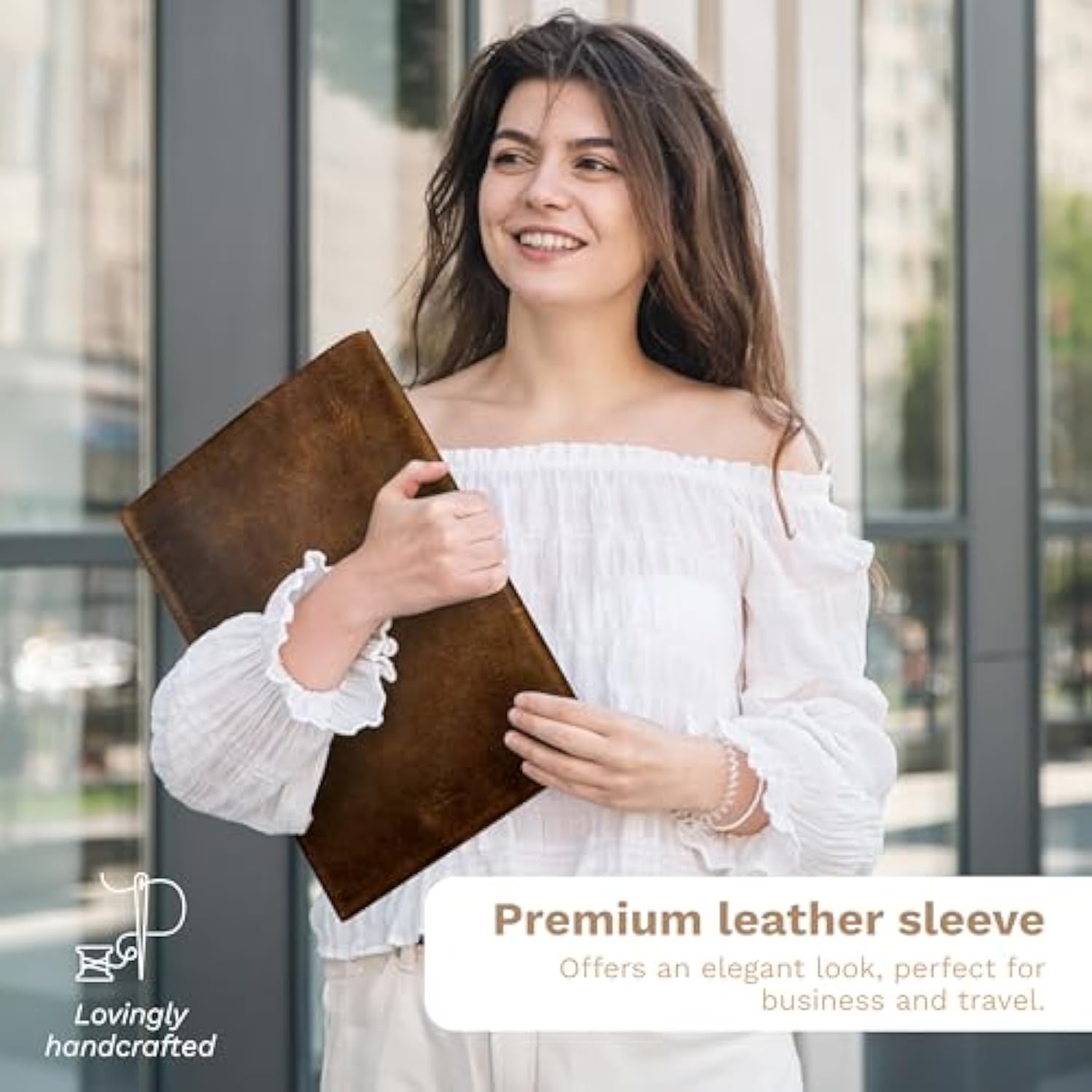 Genuine Top Grain Leather Laptop Sleeve 16-Inch - Notebook Bag Case In Vintage Brown - Easy To Clean, Minimalist Design - Good Protection From Scratches, Bumps, And Dust.