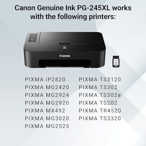 Pg-245 Xl Genuine Black Ink Cartridge, Compatible With Ip2820, Mg2420/2924/2920/3020/2522/2525, Mx492, Ts3120/302/302A/202/202A/4520/3320
