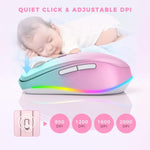 Wireless Mouse Jiggler Led Wireless Mice With Buildin Mouse Jiggler Mover, Rechargeable Moving Mouse For Computer With Undetectable Random Movement Keeps Computer Awake Gradient Pink