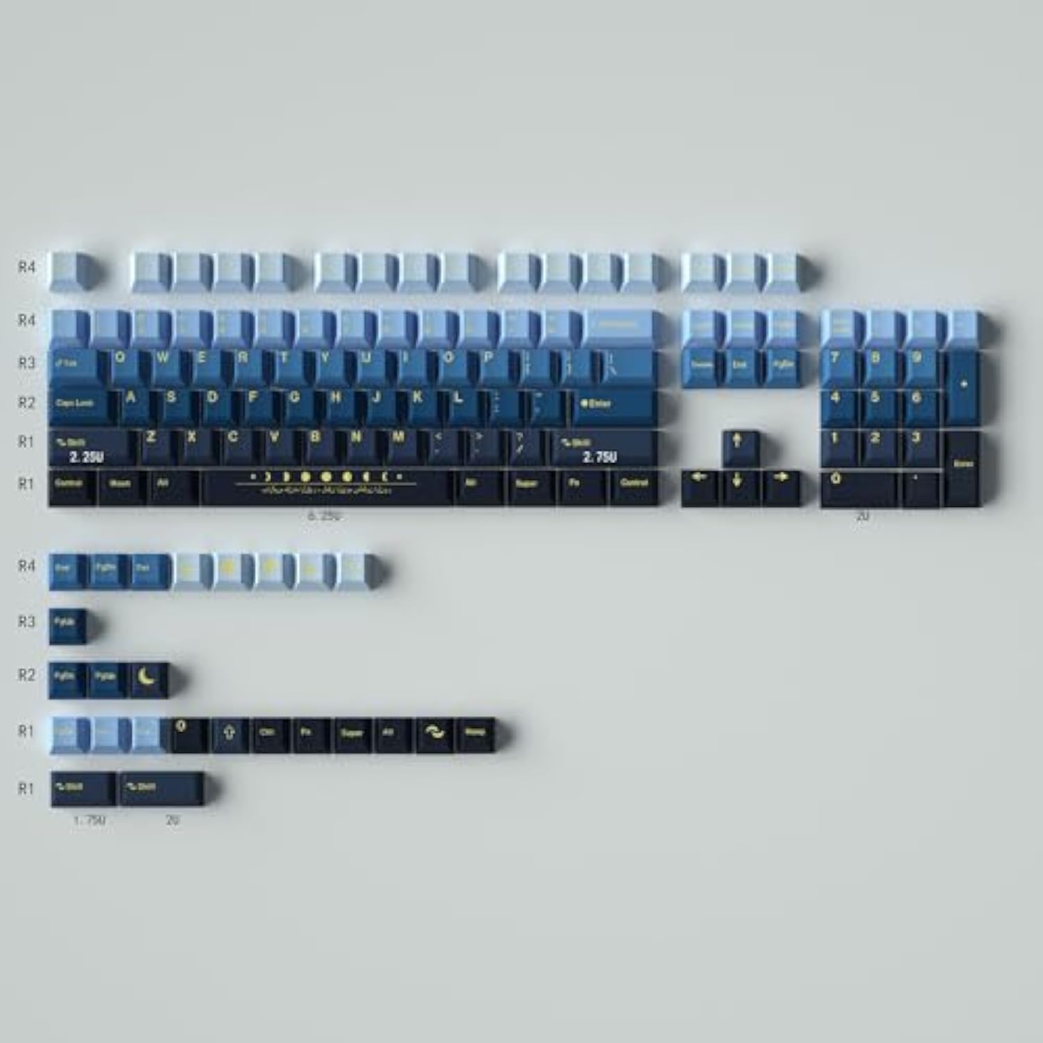 Pbt Keycaps 130 Keys Moon Cherry Profile Keycap Set Custom Dye-Sub Cute Keycap