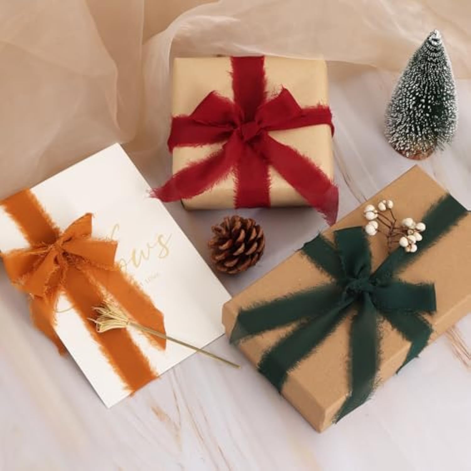 4 Rolls Silk Chiffon Ribbon, 1-1/2 Inch X 22Yds, Sage Green Chiffon Ri