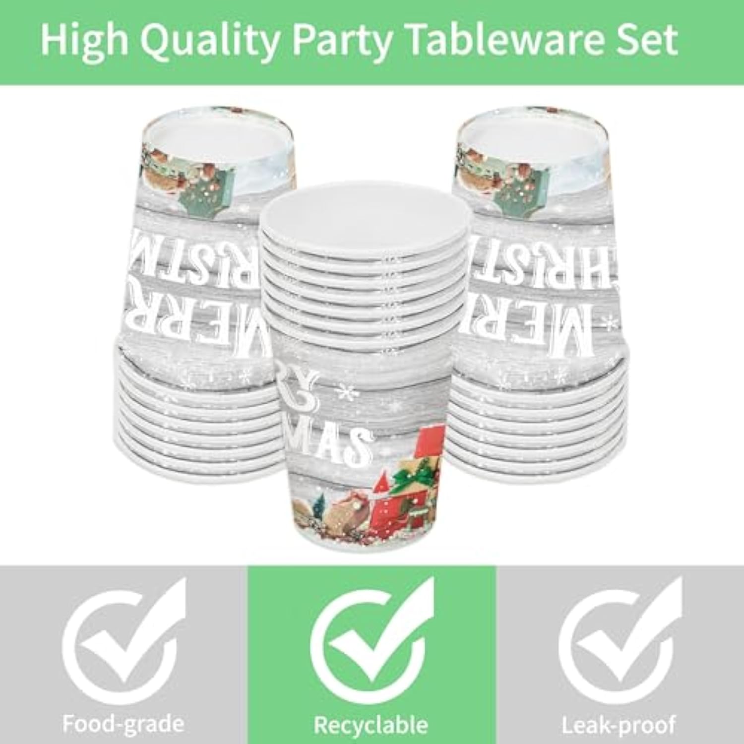 195Pcs Christmas Party Supplies Snowman Merry Christmas Paper Plates Napkins Tablecloth Christmas Tree Disposable Tableware Set For Xmas Party Decorations Serves 24