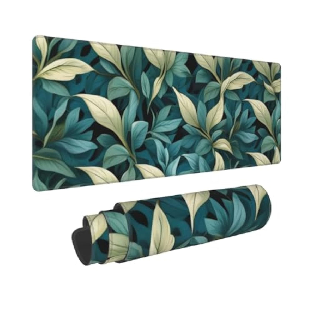 Gaming Mouse Pad, Large Non-Slip Rubber Base Mousepad, Keyboard Mouse Mat, Desk Pad With Stitched Edges, 31.5X11.8Inch, Morris Leaves