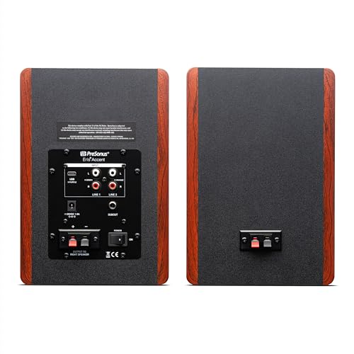 Eris Accent Powered Bookshelf Speakers 50W Wired Stereo Speakers for Record Player, Turntable, Desk & Home, Multiple Inputs, 4 Woofer, Studio