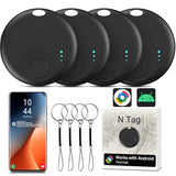 Air Tracker For Android, Air Tracker-4 Pack Android, Bluetooth Tracking Tag Compatible Google Find Hub App, Smart Tracker Key Finder For Key Wallet Bag Luggage - Black