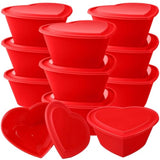 12 Pcs Valentines Large Heart Food Containers With Lids 51 Oz Plastic Red Heart Shaped Box Microwaveable Lunch Containers For Fruit Snack Storage, Freezer Safe