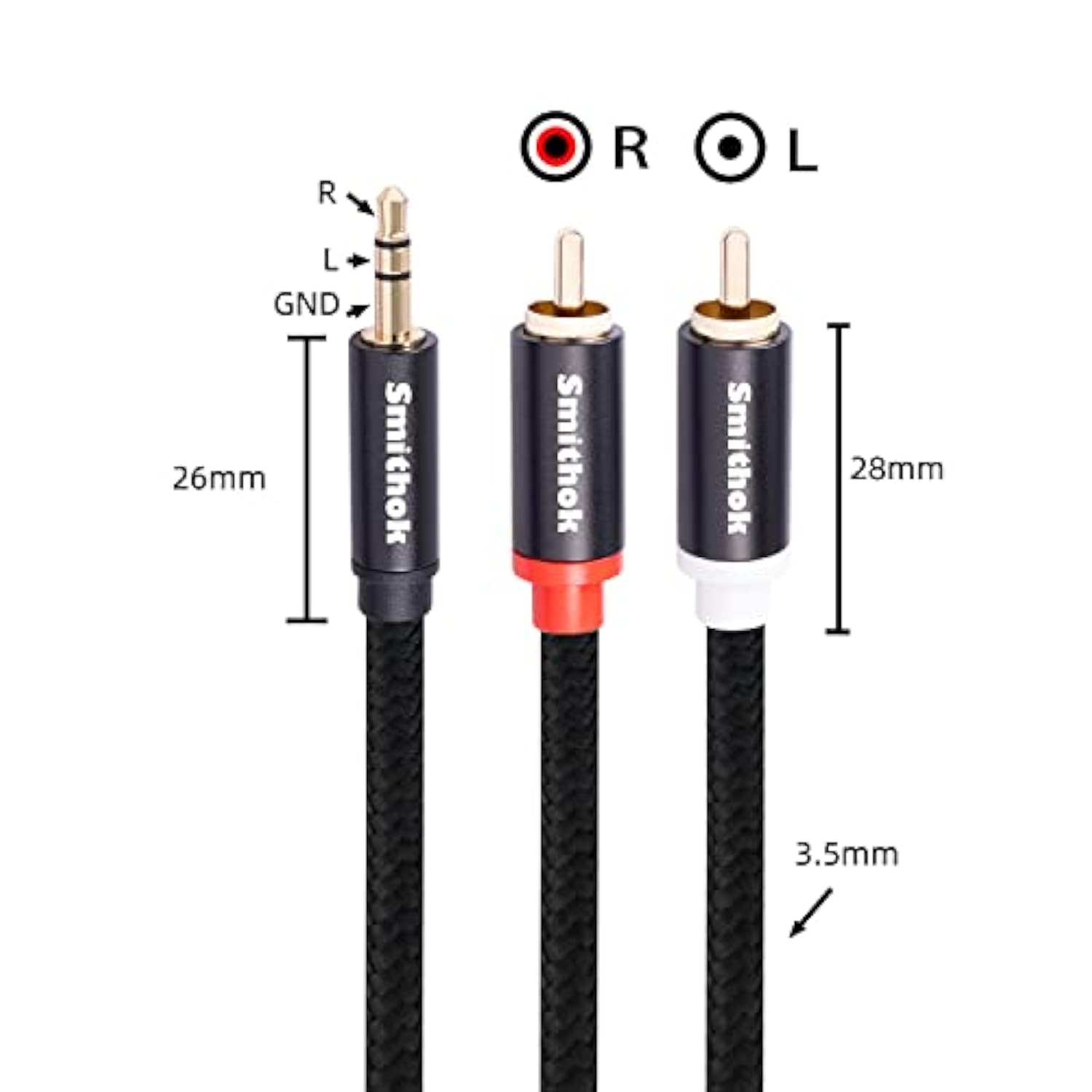 2 Pack 3.5Mm To Rca Cable,Gold Plated,Nylon Braided 1/8 Male To Male Stereo Au