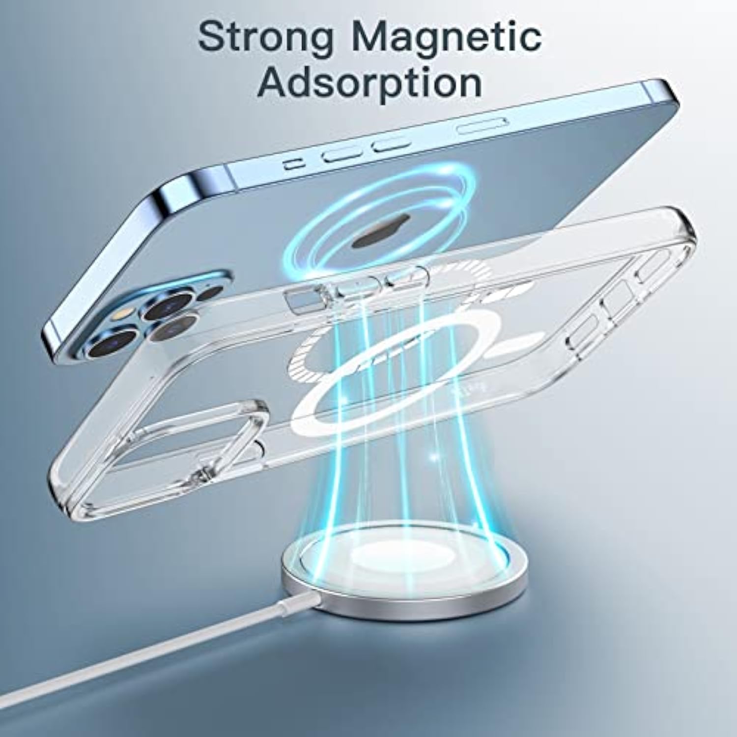 JETech Magnetic Case for iPhone 12 Pro Max 6.7-Inch Compatible with MagSafe Wireless Charging, Shockproof Phone Bumper Cover, Anti-Scratch Clear Back (Clear)