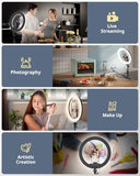 12" Ring Light with Overhead Phone Mount, Selfie Light with Stand,62" Tripod for iPhone with Light and Phone Holder for Video