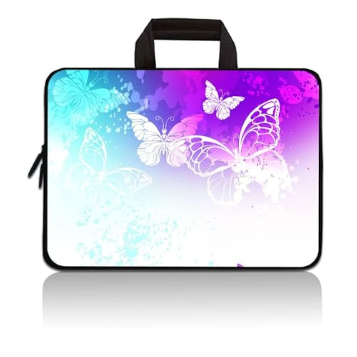 14 15 15.4 15.6 Inch Laptop Handle Bag Computer Protect Pouch Holder Notebook Sleeve Neoprene Cover Soft Carrying Travel Case Fit Dell Lenovo Hp Chromebook Asus Acer(Colorful Butterflies)