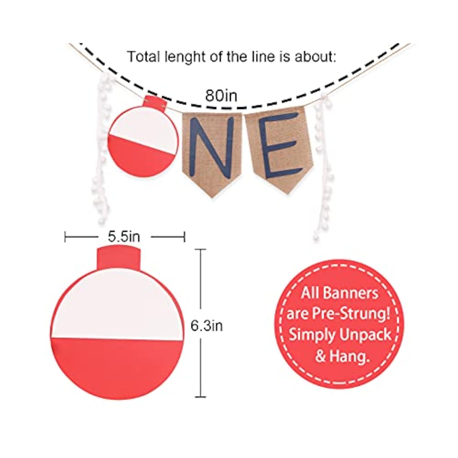 Ofishally One First Birthday Burlap Highchair Banner - The Big One Party Decoration For Fishing Themed Decorations, Party Favors For Baby, Souvenir