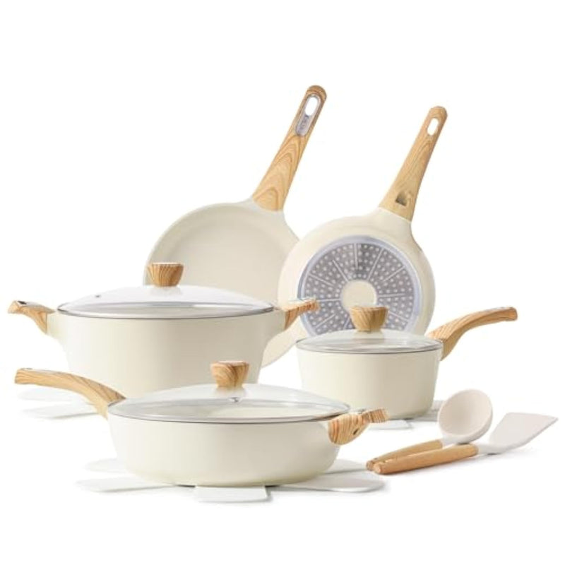 Ceramic Cookware Sets, Pots And Pans Set Non Stick, 14-Piece Induction Cookware, Non Toxic Healthy Non Stick Kitchen Cooking Set, With Frying Pans Set, Pfas Ptfe Pfoa Pfos Free