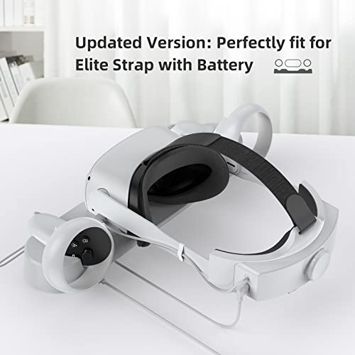 Charging Dock Compatible For Quest 2, Vr Controller And Headset Charge Simultaneously, [Updated Support Elite Strap With Battery] (With 2 Rechargeable Batteries)