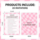 Birthday Party Games Card - Selfie Scavenger Hunt, Bday Party Games For Teen Girl Adult, Set Of 20 Pcs Game Cards, Birthday Party Favor Activity Sleepover Party Decor Supplies - Fs270